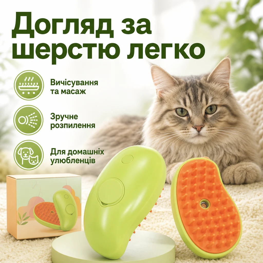 Щітка для догляду за шерстю тварин 3 в 1 — Головне зображення