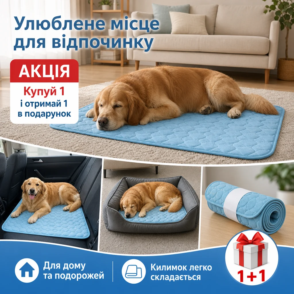 Охолоджувальний килимок для собак Arctic Cooling Mat — Товар у використанні