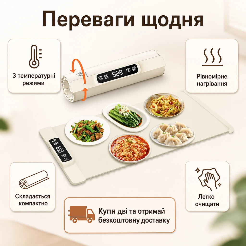 Складний електричний підігрівач для їжі — Основні переваги