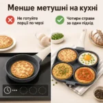 Сковорідка з 4 секціями для сніданків — Проблема та рішення