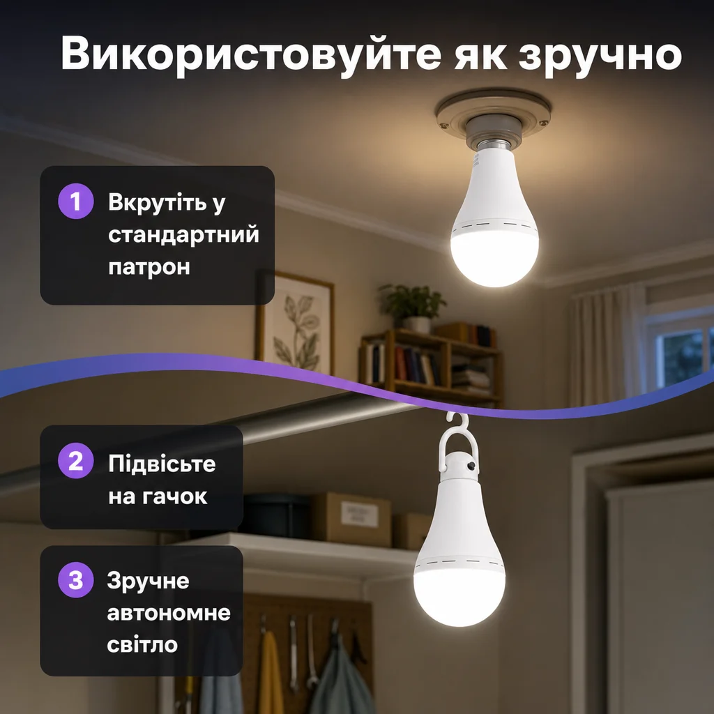 Аварійна акумуляторна LED-лампа — Товар у використанні