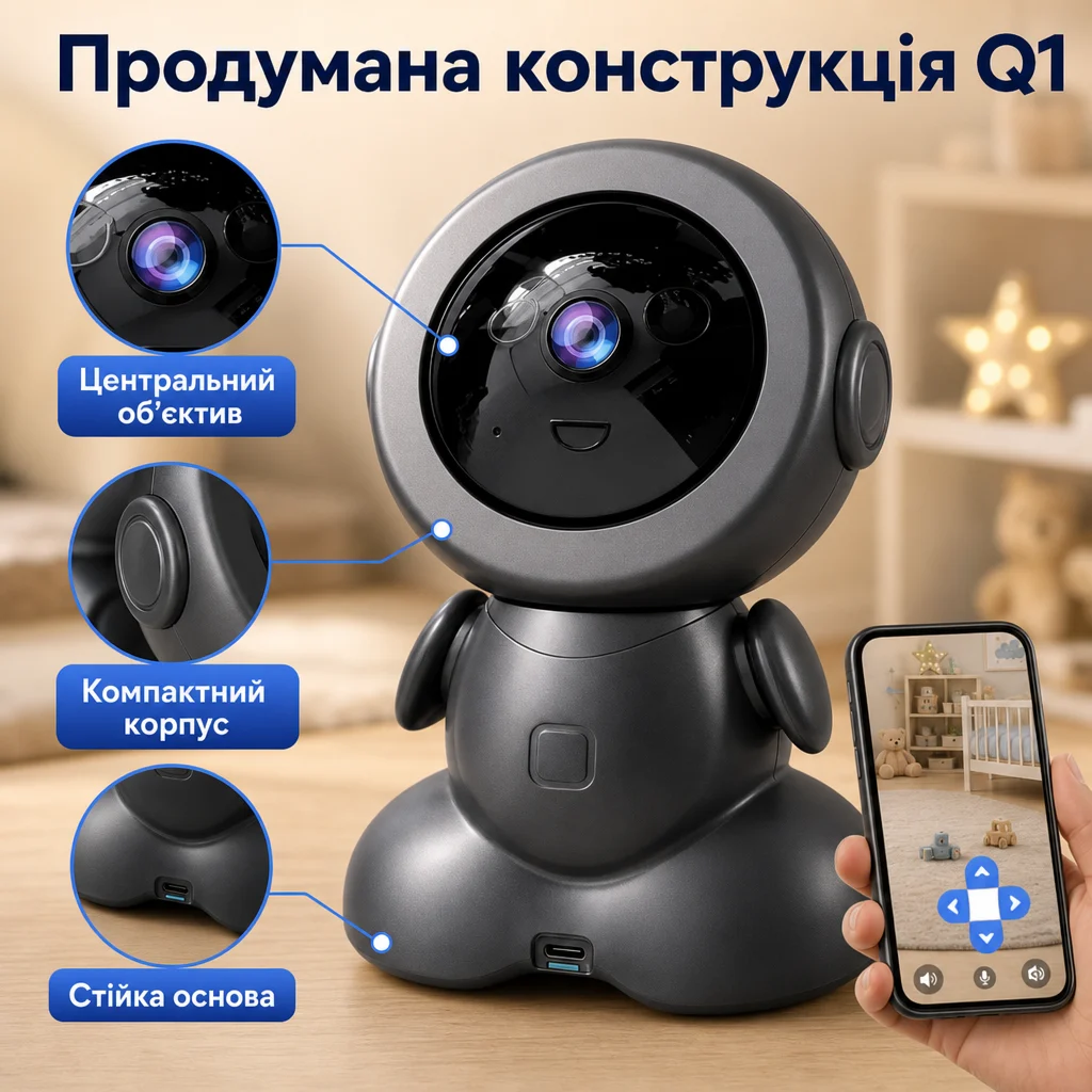 Бездротова робот-камера для дому Q1 — Деталі товару