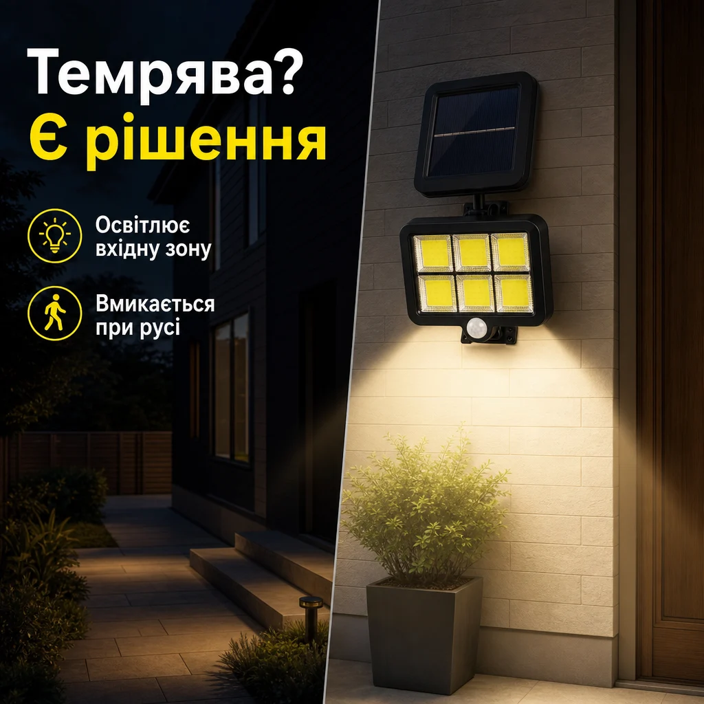 Сонячний LED-прожектор 200 Вт із датчиком руху — Проблема та рішення