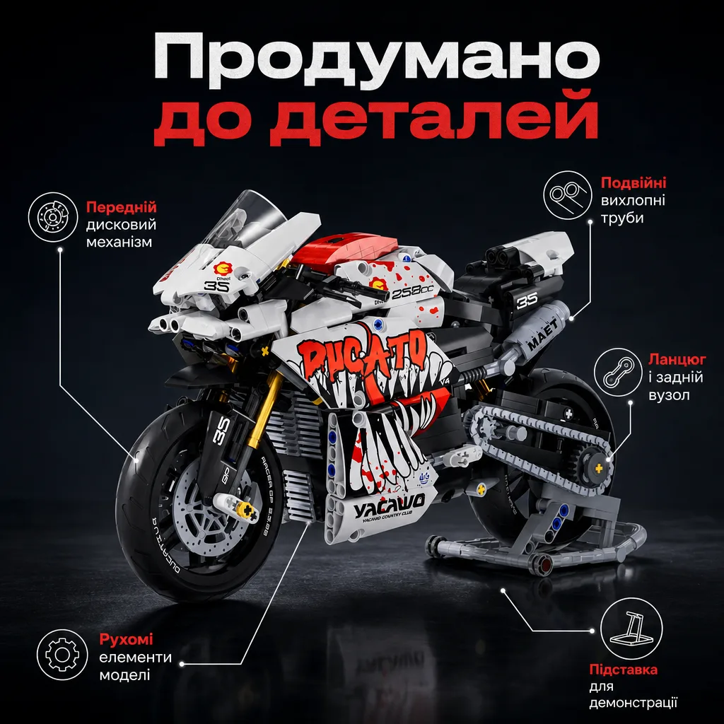 Конструктор спортивний мотоцикл Ducati Machine Player — зображення 4